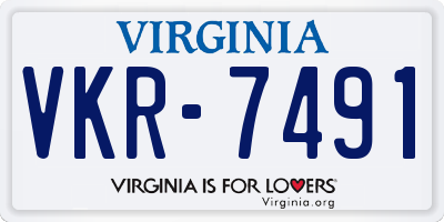 VA license plate VKR7491