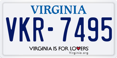 VA license plate VKR7495