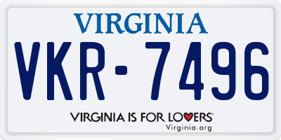 VA license plate VKR7496