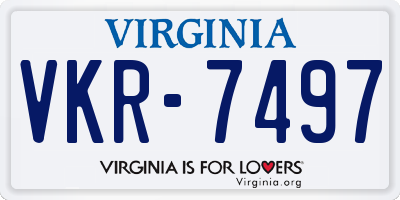 VA license plate VKR7497