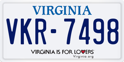 VA license plate VKR7498