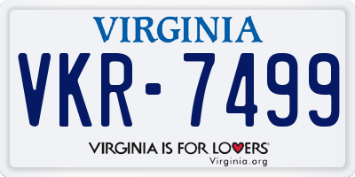 VA license plate VKR7499