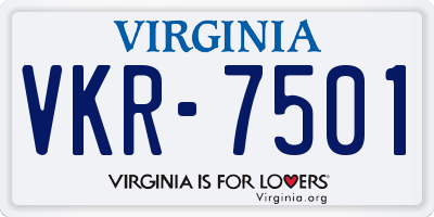 VA license plate VKR7501