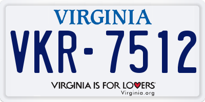 VA license plate VKR7512