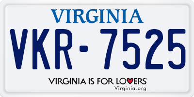 VA license plate VKR7525
