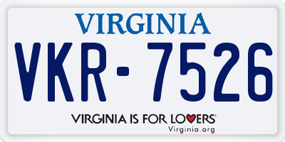VA license plate VKR7526