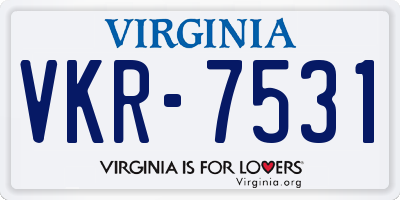 VA license plate VKR7531