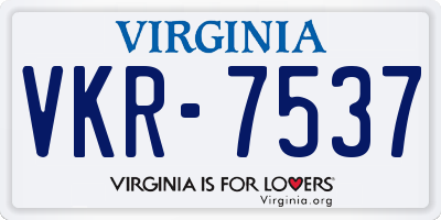 VA license plate VKR7537