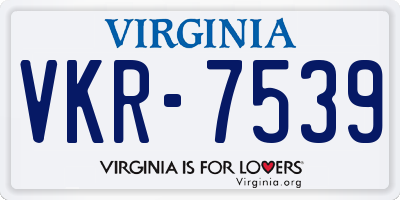 VA license plate VKR7539