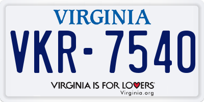 VA license plate VKR7540