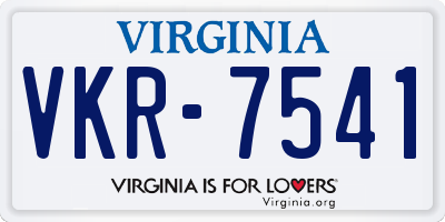 VA license plate VKR7541