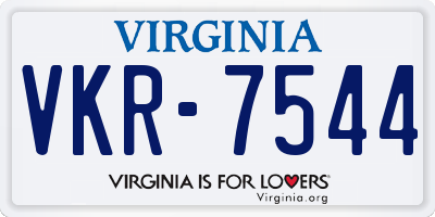 VA license plate VKR7544