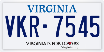VA license plate VKR7545
