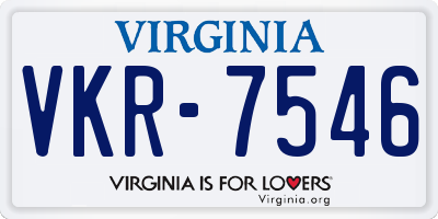 VA license plate VKR7546