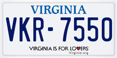 VA license plate VKR7550
