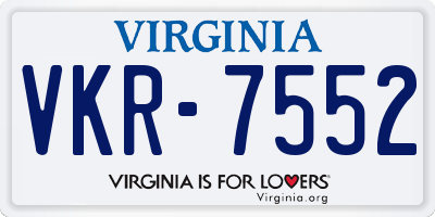 VA license plate VKR7552