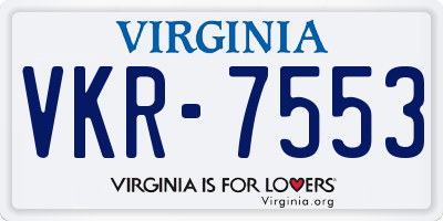 VA license plate VKR7553