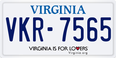 VA license plate VKR7565