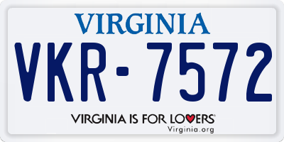 VA license plate VKR7572