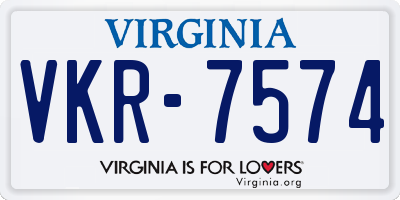 VA license plate VKR7574
