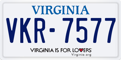 VA license plate VKR7577