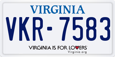 VA license plate VKR7583