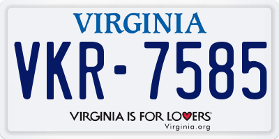 VA license plate VKR7585