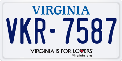 VA license plate VKR7587