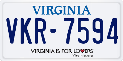 VA license plate VKR7594