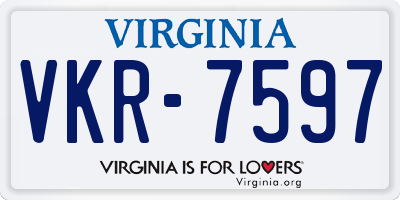 VA license plate VKR7597