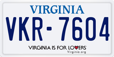VA license plate VKR7604
