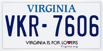 VA license plate VKR7606