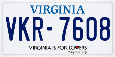 VA license plate VKR7608