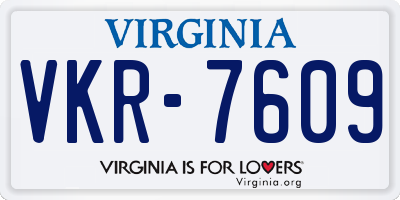 VA license plate VKR7609