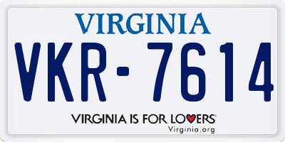 VA license plate VKR7614