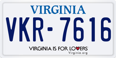 VA license plate VKR7616