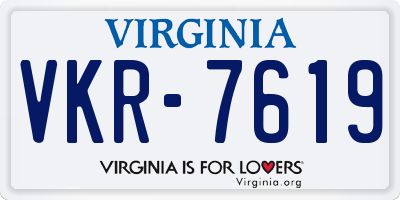VA license plate VKR7619