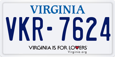 VA license plate VKR7624