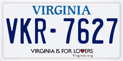 VA license plate VKR7627