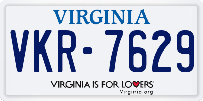VA license plate VKR7629
