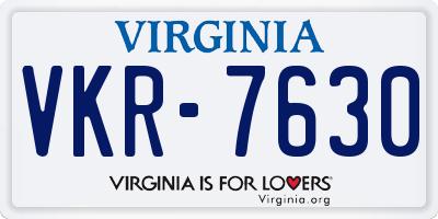 VA license plate VKR7630