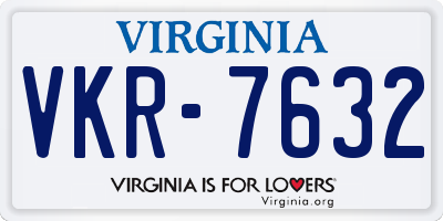 VA license plate VKR7632