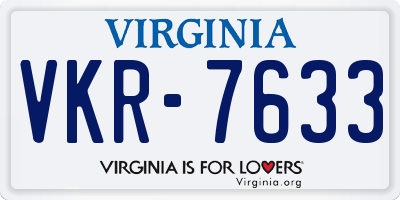 VA license plate VKR7633