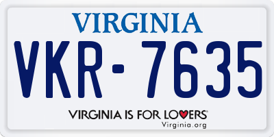 VA license plate VKR7635