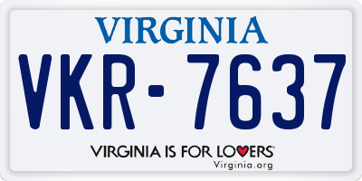 VA license plate VKR7637