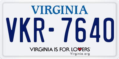 VA license plate VKR7640