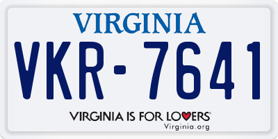 VA license plate VKR7641