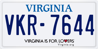 VA license plate VKR7644