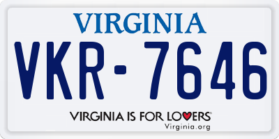 VA license plate VKR7646