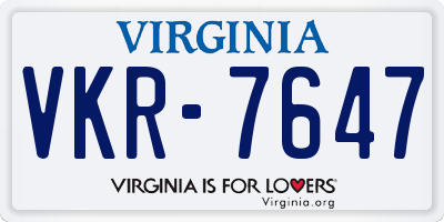 VA license plate VKR7647